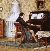 johannes brahms schumann composing at his piano oil painting